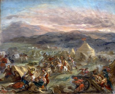 Botzaris Surprises the Turkish Camp and Falls Fatally Wounded by Ferdinand Victor Eugene Delacroix